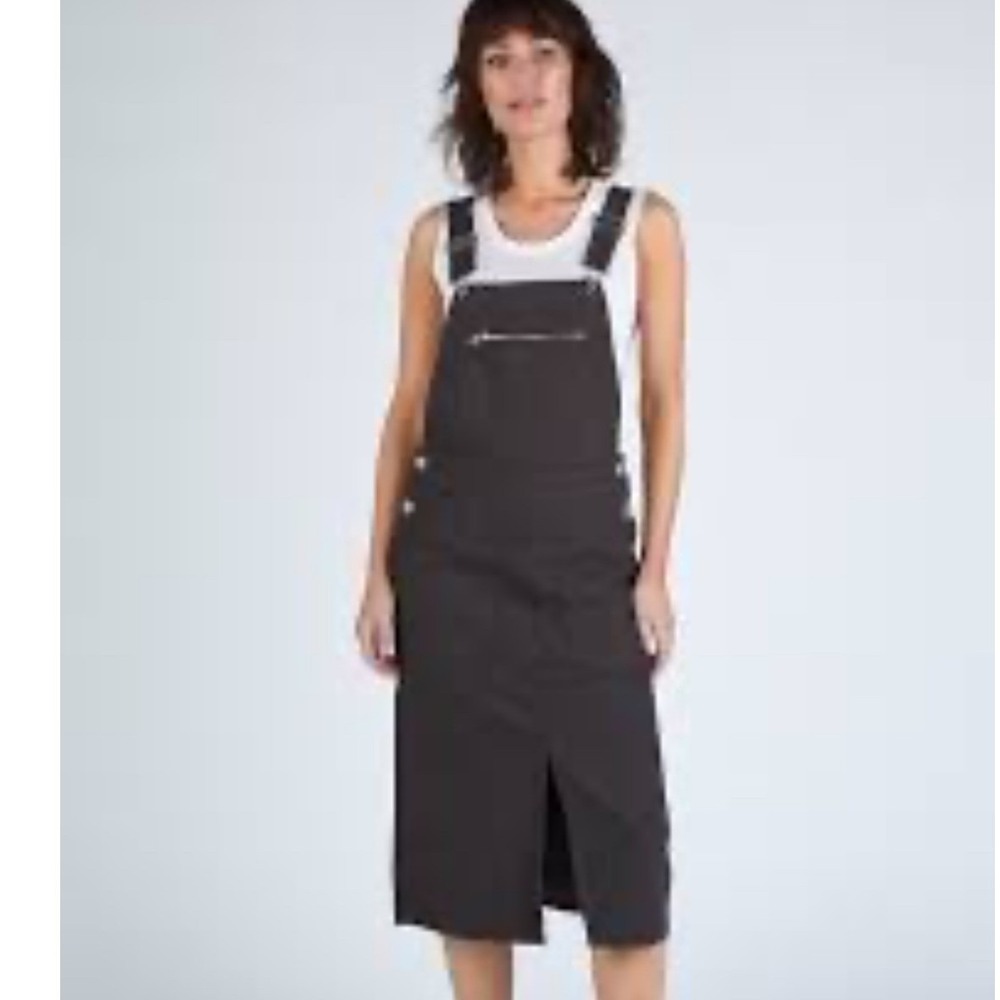 Uskees #2002 Organic Cotton Canvas Pinafore Apron‎ Dress Charcoal Grey USA 12